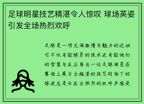 足球明星技艺精湛令人惊叹 球场英姿引发全场热烈欢呼